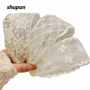 Băng đô ren SHUPUN, Băng đô ren màu trắng trơn Retro, Phong cách cổ điển thanh lịch Lưới rộng viền rộng Vòng cho nữ Cô gái
