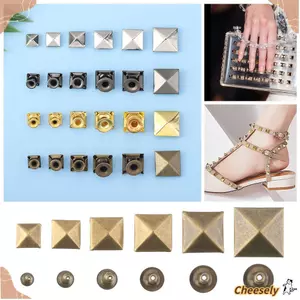 CHEESELY 50 Bộ Đinh Tán Vuông Giày Thời Trang Túi Trang Trí Hình Kim Tự Tháp Nút Vải