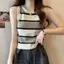 JULYHOT Mùa Hè Nữ Thời Trang Retro Sọc Tròn Ne Không Tay Áo Dệt Kim Massivedeals