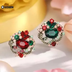 KUZHEN Thời Trang Pha Lê Hoa Thổ Cẩm Cho Nữ Quần Áo Áo Áo Khoác Trang Sức Thông Thường Phụ Kiện Quà Tặng HOT