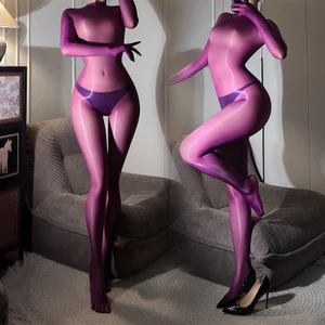SWSW1228 Kim Liền Mạch Glaze Oily Silky Jumpsuit Gợi Cảm Độ Cường Độ Cao 10D Năm Cánh Gói Toàn Thân Vớ Gợi Cảm Gợi Cảm Giường Chụp Ảnh