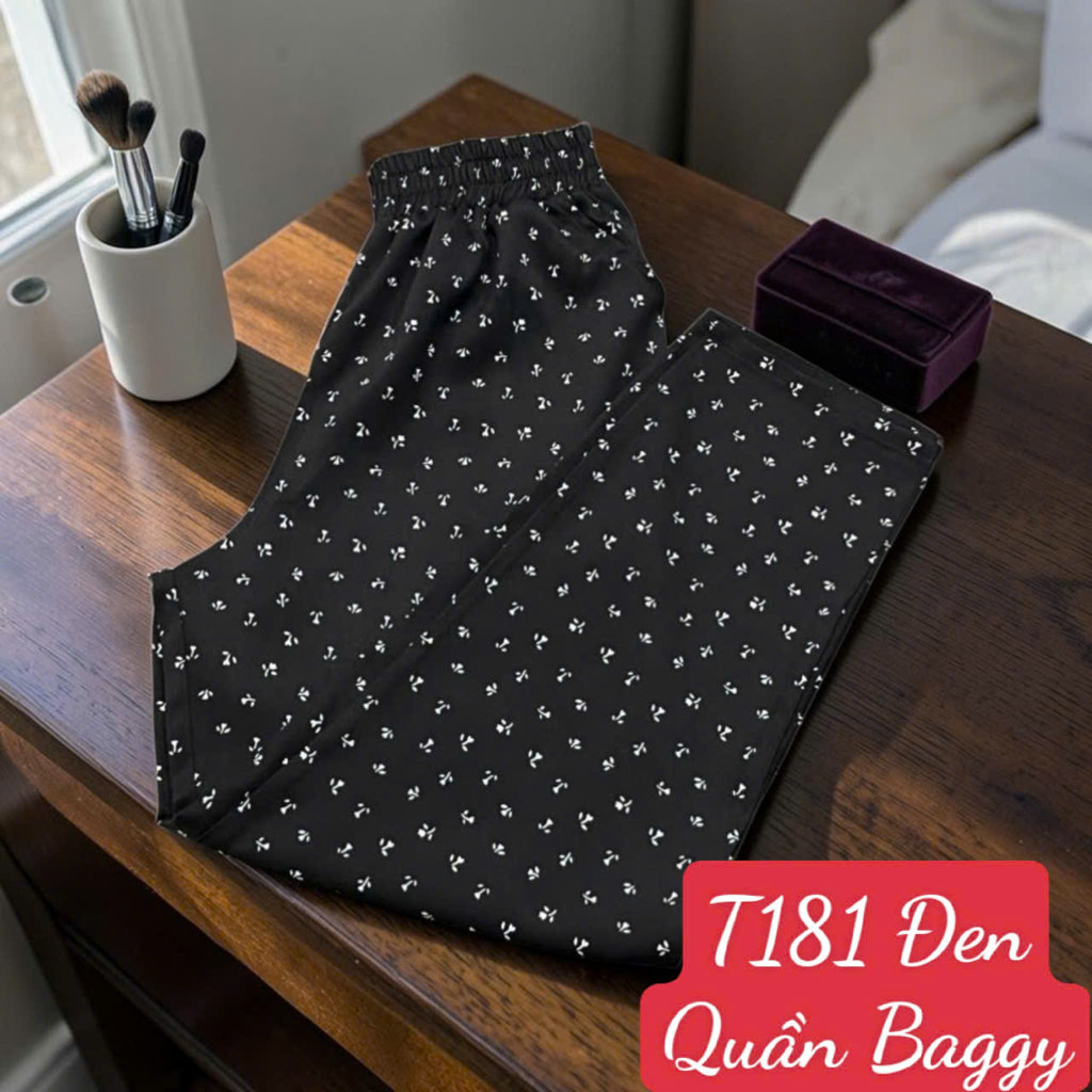 Quần Baggy Nữ Vải Cotton Lạnh Thoải Mái Khi Mặc Nhà Hay Ra Ngoài Chất Liệu Thấm Hút Nhanh Đường May Tỉ Mỉ Mã T181