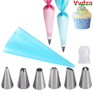 VVDZA 8 Cái / bộ Túi Bánh Ngọt Gia Đình & Nhà Bếp Máy Nướng Trang Trí Bánh Fondant Dụng Cụ Làm Kem Bằng Thép Không Gỉ