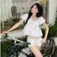 ÁO KIỂU BABYDOLL TRẮNG BÈO HAI LỚP THẮT NƠ XINH XẮN BL84 - Sammi botique - Hieuvy Botique