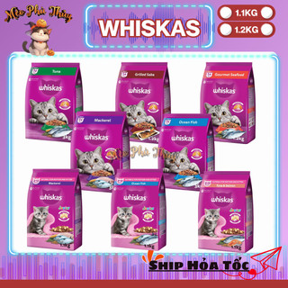 Thức Ăn Hạt Whiskas  [ 1,1kg - 1,2kg ]  "có Nhân" [ MỚI - Full 8 Vị ]  Mèo con và Mèo trưởng thành