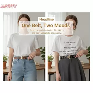 HFSHY Retro Tròn Bule Da PU Thiết Kế Rỗng Dây Thắt Lưng Có Thể Điều Chỉnh Dành Cho Nam Nữ Công Sở Mặc VN