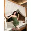 Kỳ nghỉ hè Váy đeo chéo sequin xanh kiểu Pháp eo hẹp Slim-fit gợi cảm Làm trắng đẹp Váy không tay bên bờ biển nữ