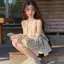 Áo sơ mi nữ cổ tròn hoa kiểu Pháp mùa xuân lệch vai Áo sơ mi ngắn nhỏ phong cách Hàn Quốc Áo sơ mi voan cao cấp