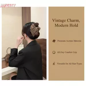 HFSHY Retro Vỏ Sọc Tam Giác Kẹp Tóc, Kẹp Tóc Đa Năng Và Tinh Tế Hàng Ngày, Kẹp Cá Mập, Kẹp Đuôi Ngựa VN