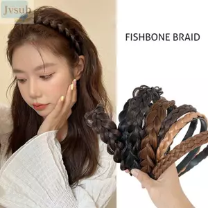 Vòng buộc tóc JVSUB, Băng đô bện tóc giả chống trượt xoắn, Bán chạy Băng đô bện rộng dày màu đen dành cho nữ