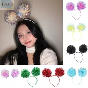 Băng đô JVSUB Pom Pom, Băng đô dự tiệc đầy màu sắc dễ thương, Băng đô mạ vàng đơn giản dành cho nữ Cô gái màu hồng
