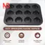 Khay nướng bánh 12 cốc mini khuôn cupcake chống dính bằng thép carbon cao cấp