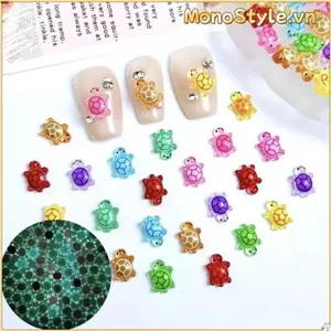 MONOSTYLE 100 Chiếc Động Vật Nhựa Mini, Phim Hoạt Hình DIY Dạ Quang Rùa, Phát Sáng Trong Tối Dopamine Màu Mini Rùa Móng Tay Quyến Rũ Trang Trí Sân Vườn Cổ Tích