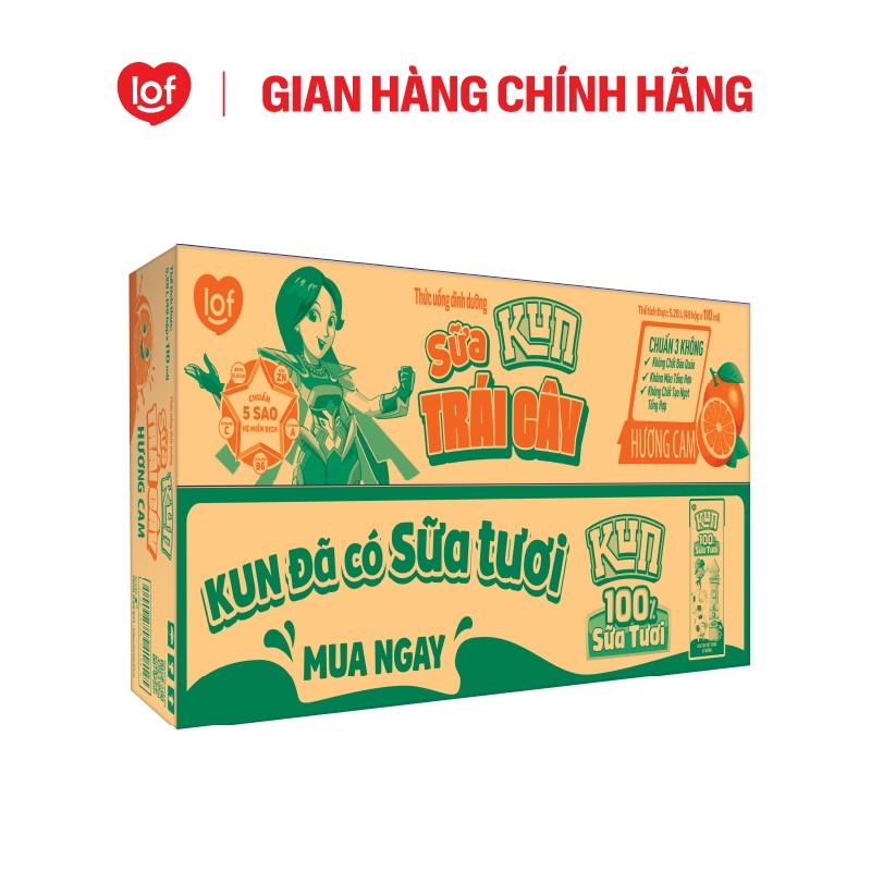 Sữa trái cây KUN vị cam thùng 48 hộp x 110ml