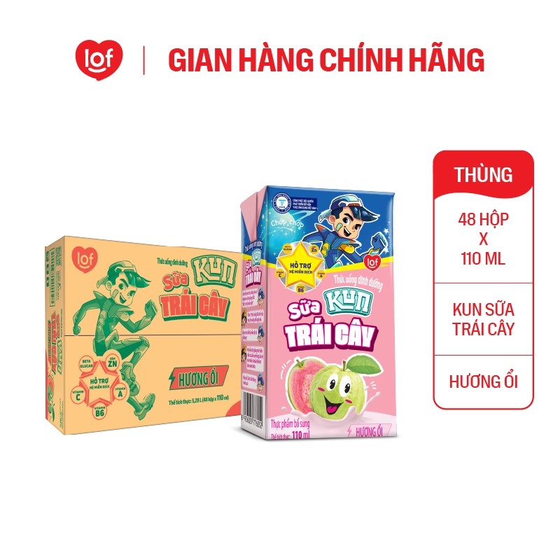 [Livestream KOL] Đủ vị Sữa trái cây KUN 1 thùng 48 hộp x 110ml chọn vị: