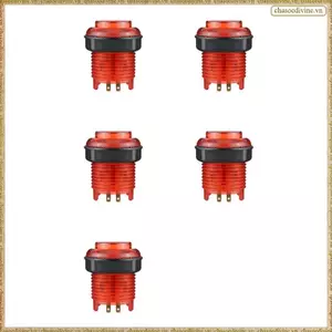 5 Nút ấn Led chiếu sáng Đai ốc 28mm với cáp ánh sáng 4 chân cho các bộ phận máy trò chơi bảng không trễ màu đỏ