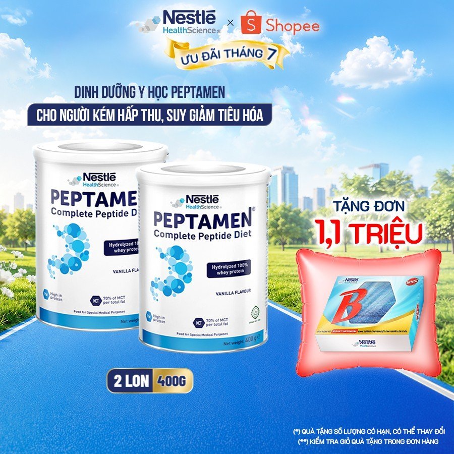 Bộ 2 Sữa Bột NESTLÉ PEPTAMEN Thụy Sĩ Hỗ Trợ Người Kém Hấp Thu,Giảm Chức Năng Tiêu Hóa 400G