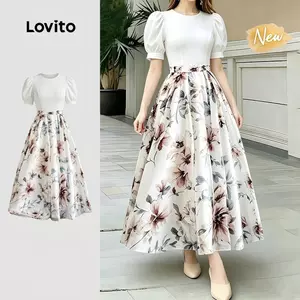 (New Arrival) Lovito Váy Boho có khóa kéo cho phụ nữ mùa xuân/hè DRK8P1D436