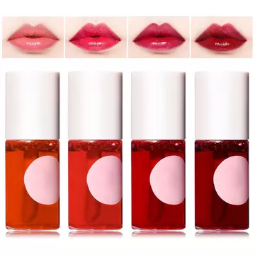 Bộ 4 Son Tint Stain, Son môi dạng lỏng Mini lâu trôi, Không dính, Nhẹ, Matte Velvet Lip & Cheek Tint, Dưỡng ẩm không thấm nước Matte Finish Lip Makeup OS3C