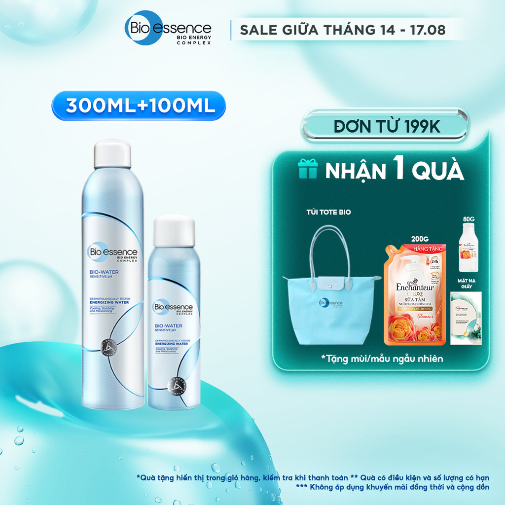 Combo 2 Xịt khoáng cấp ẩm, làm dịu và bảo vệ da với khoáng vi lượng Bio essence Bio-Water 300ml+100ml