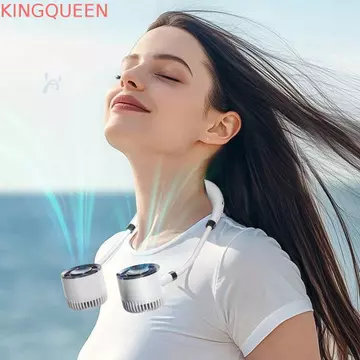 Quạt treo cổ KINGQUEEN, 360° Có thể uốn cong 4 tốc độ Quạt di động có thể gập lại có thể điều chỉnh, Quạt đeo cổ có thể đeo được an toàn thoải mái Quà tặng trẻ em