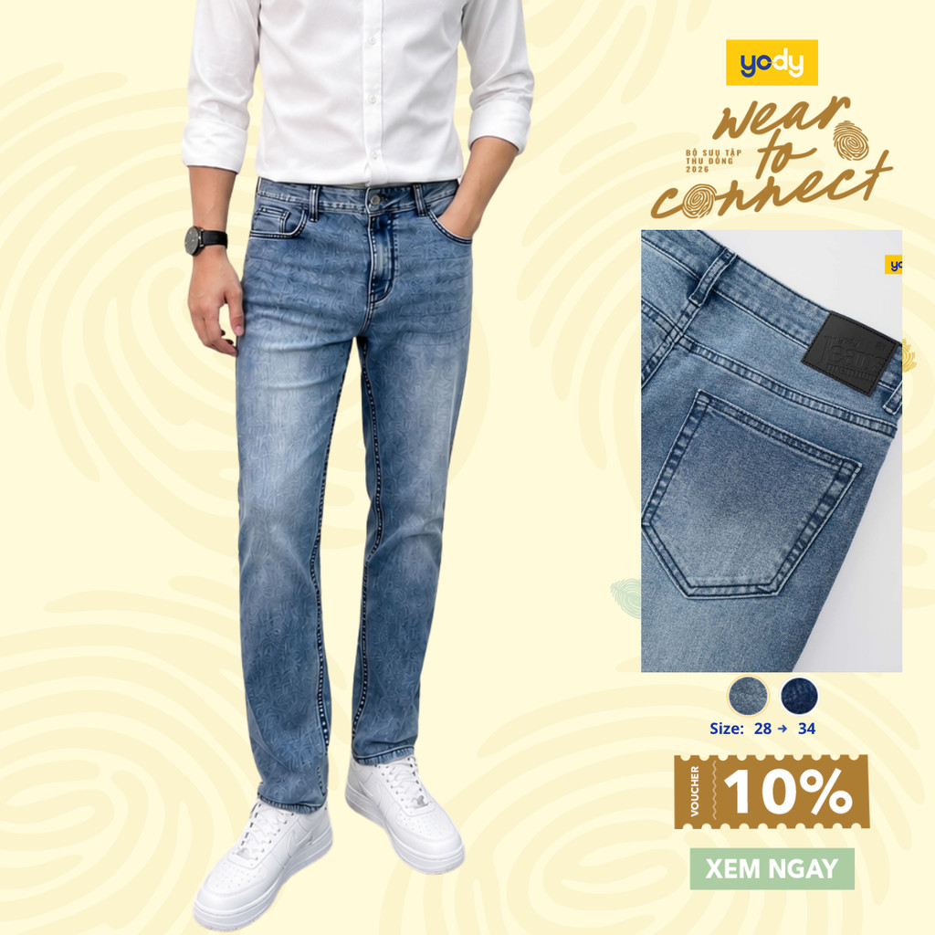 Quần Jean Nam YODY Co Giãn Nhẹ Denim Cotton Mềm Mại, Giữ Form TRA MCJE26A019