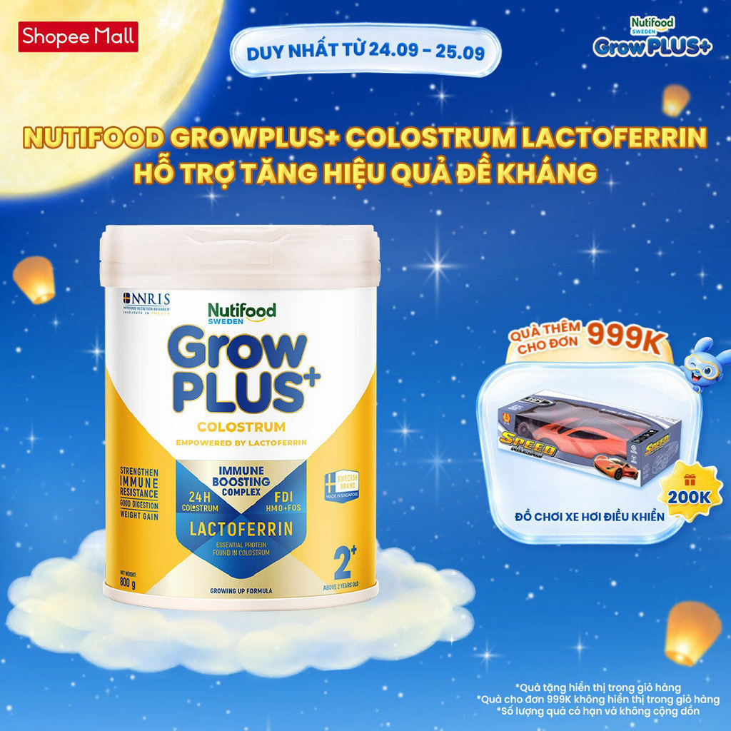 Sữa bột Nutifood Sweden GrowPLUS+ Colostrum Lactoferrin 2+ 800g