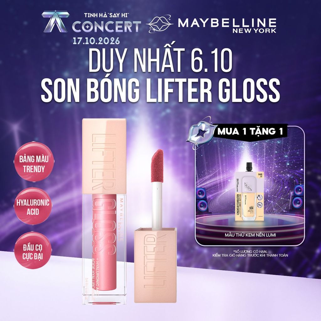 Son Bóng Lifter Gloss cho Đôi Môi Đầy Căng Mọng Kẹo cùng Hyaluronic Acid Maybelline New York 5.4ML