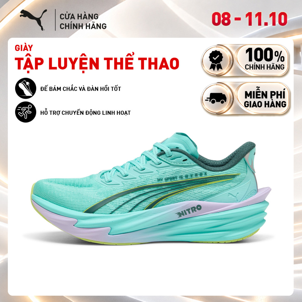 Giày Thể Thao Tập Luyện PUMA Nữ Deviate NITRO 4 HYROX Wns Intense Mint-Light Lavender Màu Xanh Lá