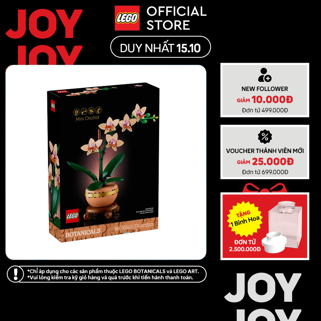 LEGO BOTANICALS 10343 Đồ Chơi Lắp Ráp Hoa Lan Nhỏ (274 Chi Tiết)