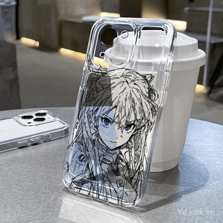Phác thảo Asuka Cô gái văn học Anime Phong cách nghệ thuật Vỏ điện thoại trong suốt Thích hợp cho iPhone 17promax 16 15promax 14pro 13 xr 17air 16plus 15pro 14promax Vỏ chống sốc chống mồ hôi