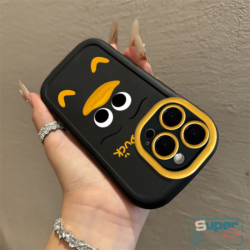 Ốp Lưng Cho Oppo A3X A5i A57 A38 A60 A95 A77 A76 A12 A17K A15 A78 A16 A18 A78 A9 A36 A3s A79 A5 A3 A94 A1K A17 A54 A96 Reno 5F Cặp Đôi Hoạt Hình Dễ Thương Vịt Kem Puff Cover