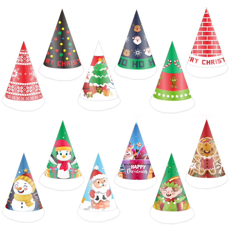 6 Chiếc Tiệc Giáng Sinh Mũ Giấy Tam Giác Nón Đạo Cụ Chụp Ảnh Ông Già Noel Giáng Sinh Trang Trí Nhà