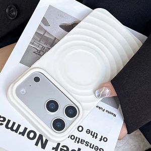 Ốp điện thoại mềm gợn sóng màu trơn từ tính cho iPhone 17 Pro Max 17 Air 16 17 15 14 13 12 11 Vỏ bảo vệ chống sốc