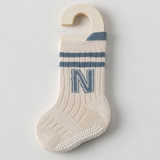 B1 (0-2 tuổi) Set 5 đôi tất chống trơn chữ N sọc ngang chất cotton mềm mại thấm hút mồ hôi cho bé trai và bé gái
