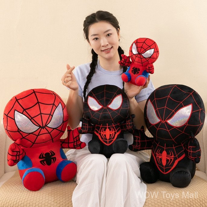 Hàng sẵn có Dark Spiderman Búp bê Anh hùng Đồ chơi sang trọng Gối ngủ Ragdoll Quà tặng sinh nhật cho trẻ em