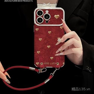 Dây Nơ Thích Hợp Cho iPhone 17 Vỏ Điện Thoại Năm Mới 15promax Mạ Điện Da Cừu 16 Cảm Giác Cao Cấp 14 Silicon