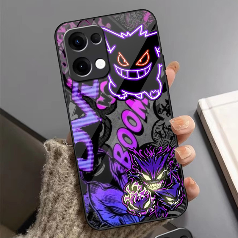 Ốp Điện Thoại Kính pokemon gengar 09 Cho Oppo A54 A74 4G A79 5G A94 A3X Reno 11 12 13 11F 12F 13F 10 8 Cover