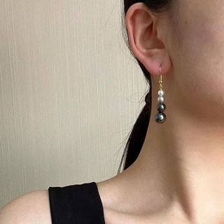 [N1102] Bông Tai, Khuyên Tai Ngọc Trai Đá Nhân Tạo Dáng Dài Mix Màu Xám Trắng, Sang Trọng - DAISYN
