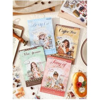 JIANWU Nhiều Màu Sắc Thú Cưng Ghi Series Kawaii Mèo Chó Nhân Vật Phong Cảnh Chất Liệu Cắt Dán PET Nhãn Dán Sáng Tạo Tạp Chí Văn Phòng Phẩm