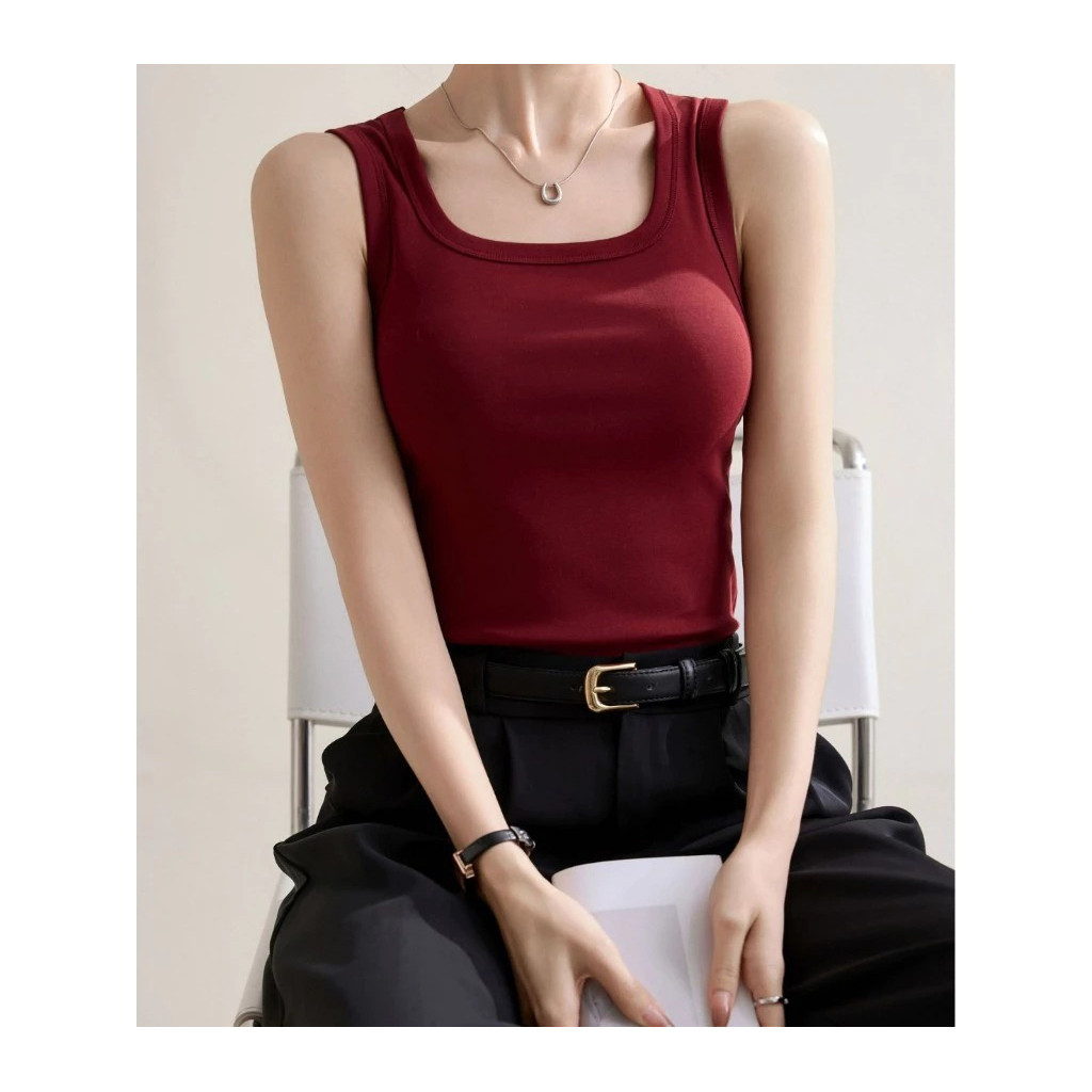 Áo Ba Lỗ Cổ U Nữ Dáng Ngắn Ôm Body 2 Dây Bản To Chất Thun Co Dãn Mềm Mại Mát Mẻ Phù Hợp Mùa Hè