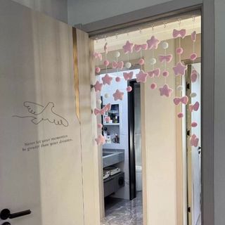 ASDFGER Tua Rua Rèm Cửa, Nơ Treo Năm Ngôi Sao Dây Tua Rua Màn, Lãng Mạn 7 / 9 Dây Màu Hồng Trang Trí Cửa Màn Trang Trí Nhà