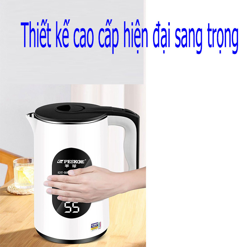 Bình đun nước siêu tốc  sức khoẻ Nhiệt độ luôn là 55 độ,Ấm siêu tốc inox CHÍNH HÃNG cao cấp 3L Tự động ngắt điện