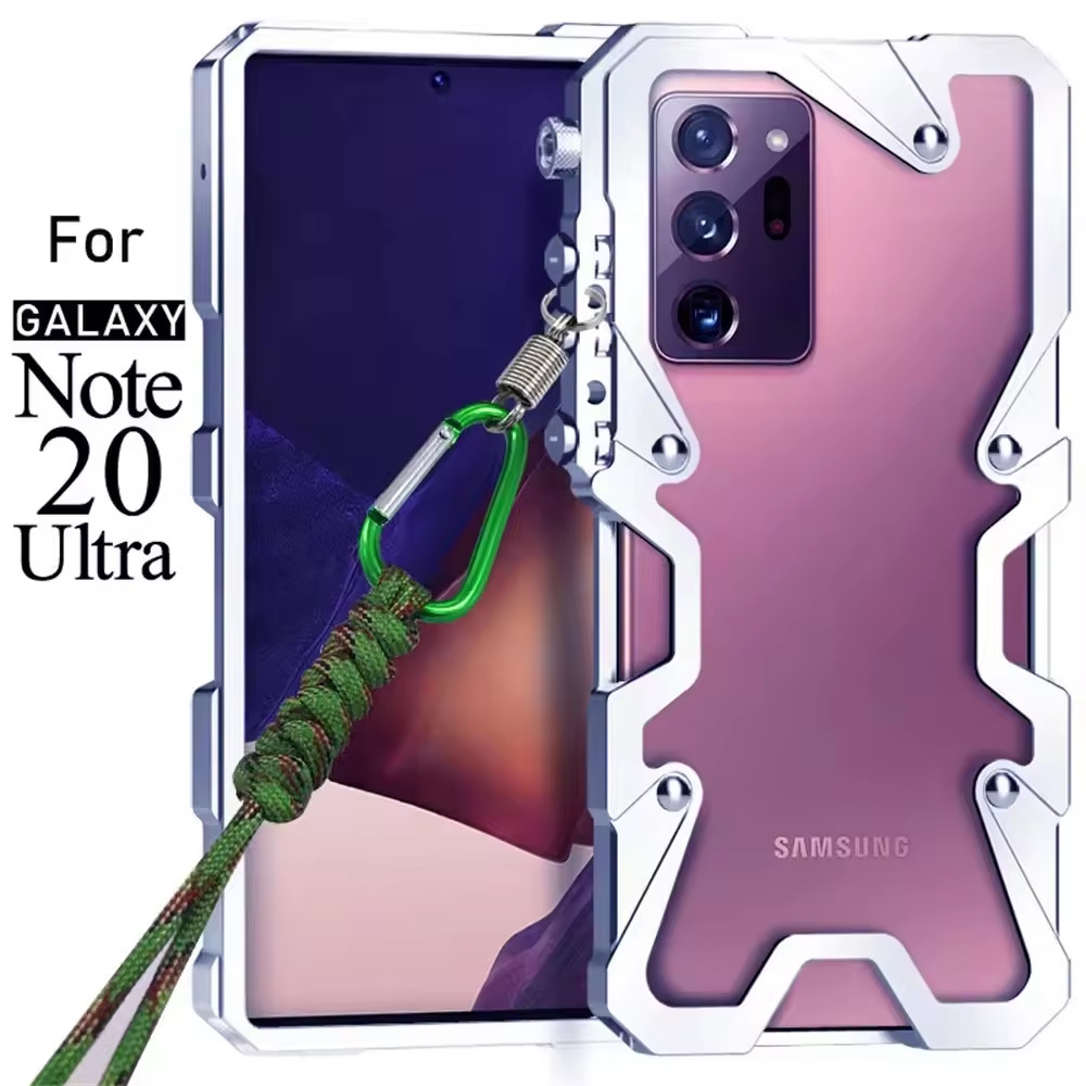 Giáp Kim Loại Thô Cho S25 24 Plus Khung S23 FE S22 + S24 Ốp Lưng Hợp Kim Nhôm Chống Sốc Có Ống Kính