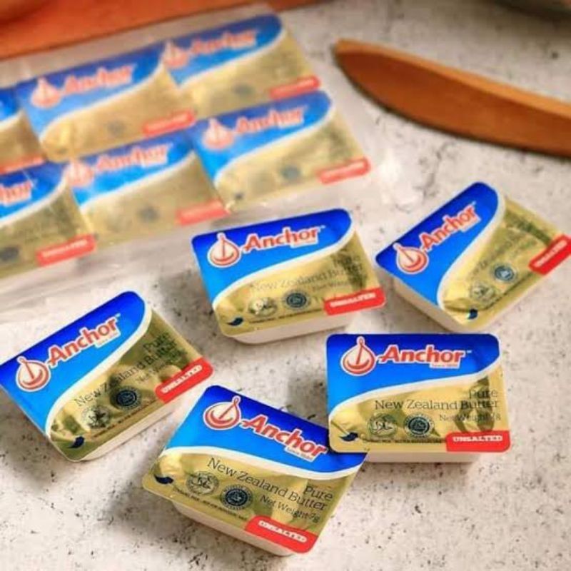Bơ Nhạt Bơ Lạt Unsalted Butter Hiệu Anchor Dạng vỉ 10 x 7G, Dùng Trong Nấu Ăn