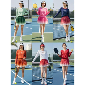 Bộ thể thao nữ, Sét Áo dài cổ tròn váy 2 lớp chơi Pickleball, tennis, Golf... Hàng cao cấp