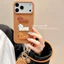 Ốp điện thoại hình chú chó con thêu sang trọng màu nâu cổ điển dễ thương cho iPhone17 Pro Max 16 15 14 13 12 Pro Max bảo vệ camera chống sốc chống rơi mặt sau cứng