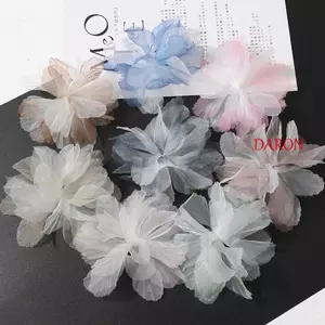 DARON 10 Miếng Dán Vải, Miếng Dán Hoa Organza Nhiều Lớp 3D, Hoa Giả Handmade Thủ Công DIY Hoa Vải Đính Trang Trí