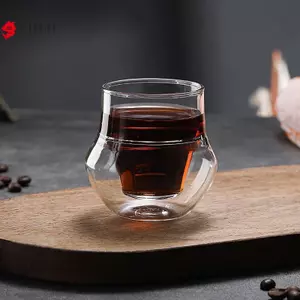 Cốc thủy tinh trà sáng tạo Thiết kế tường đôi Cốc cà phê thủy tinh trong suốt Nhà hàng Cốc thủy tinh Tường đôi Cốc thủy tinh Drinkware VN