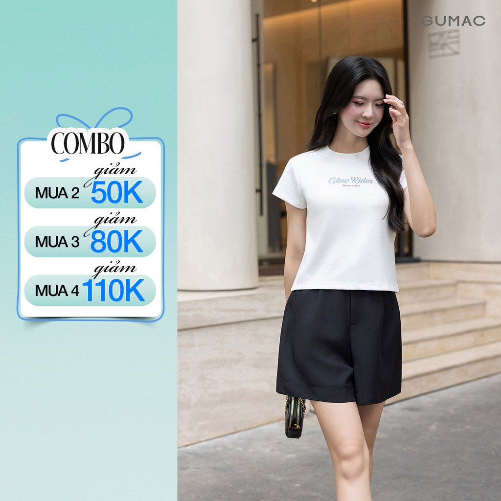 Quần Short Nữ GUMAC Form Rộng Xếp Ly Lưng Liền Có Túi Xéo Thời Trang Trẻ Trung QG03029